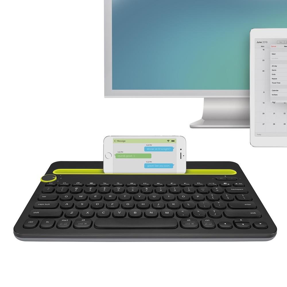 Imagem 5 de 6 do produto Teclado sem fio Logitech K480 com Suporte Integrado para Smartphone e Tablet, Bluetooth Easy-Switch para 3 dispositivos - 920-006348