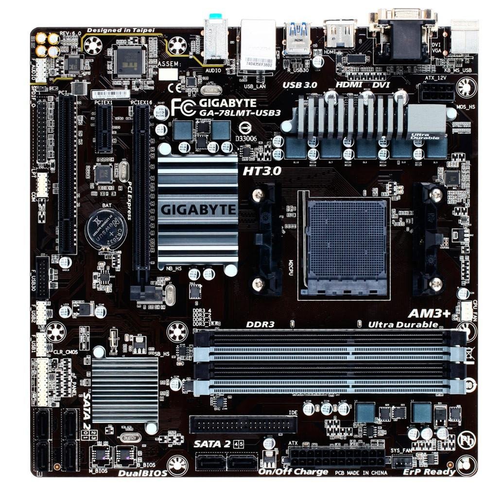 Placa-Mãe Gigabyte GA-78LMT-USB3 KaBuM! E-Sports, AMD AM3+, mATX, DDR3, Preto Placa-Mãe Gigabyte GA-78LMT-USB3 KaBuM! E-Sports, AMD AM3+, mATX, DDR3, Preto