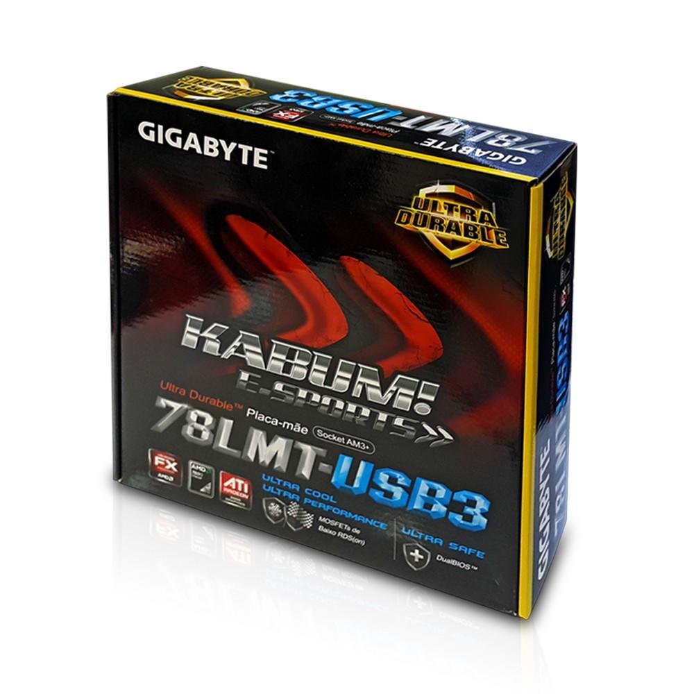 Placa-Mãe Gigabyte GA-78LMT-USB3 KaBuM! E-Sports, AMD AM3+, mATX, DDR3, Preto Placa-Mãe Gigabyte GA-78LMT-USB3 KaBuM! E-Sports, AMD AM3+, mATX, DDR3, Preto