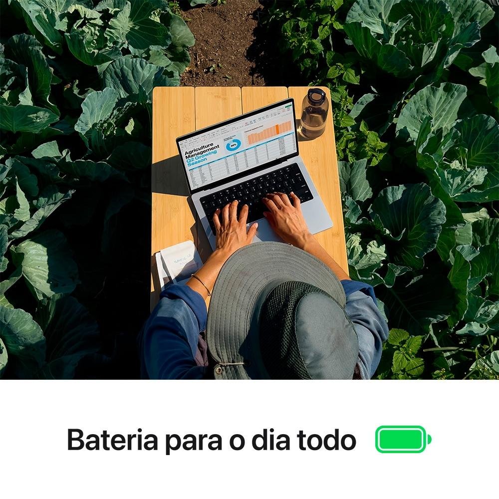 Imagem 4 de 8 do produto MacBook Pro Apple 14", M4, CPU 10 Núcleos, GPU 10 Núcleos, Neural Engine de 16 Núcleos, 16GB RAM, SSD 512GB, Preto-espacial - MW2U3BZ/A