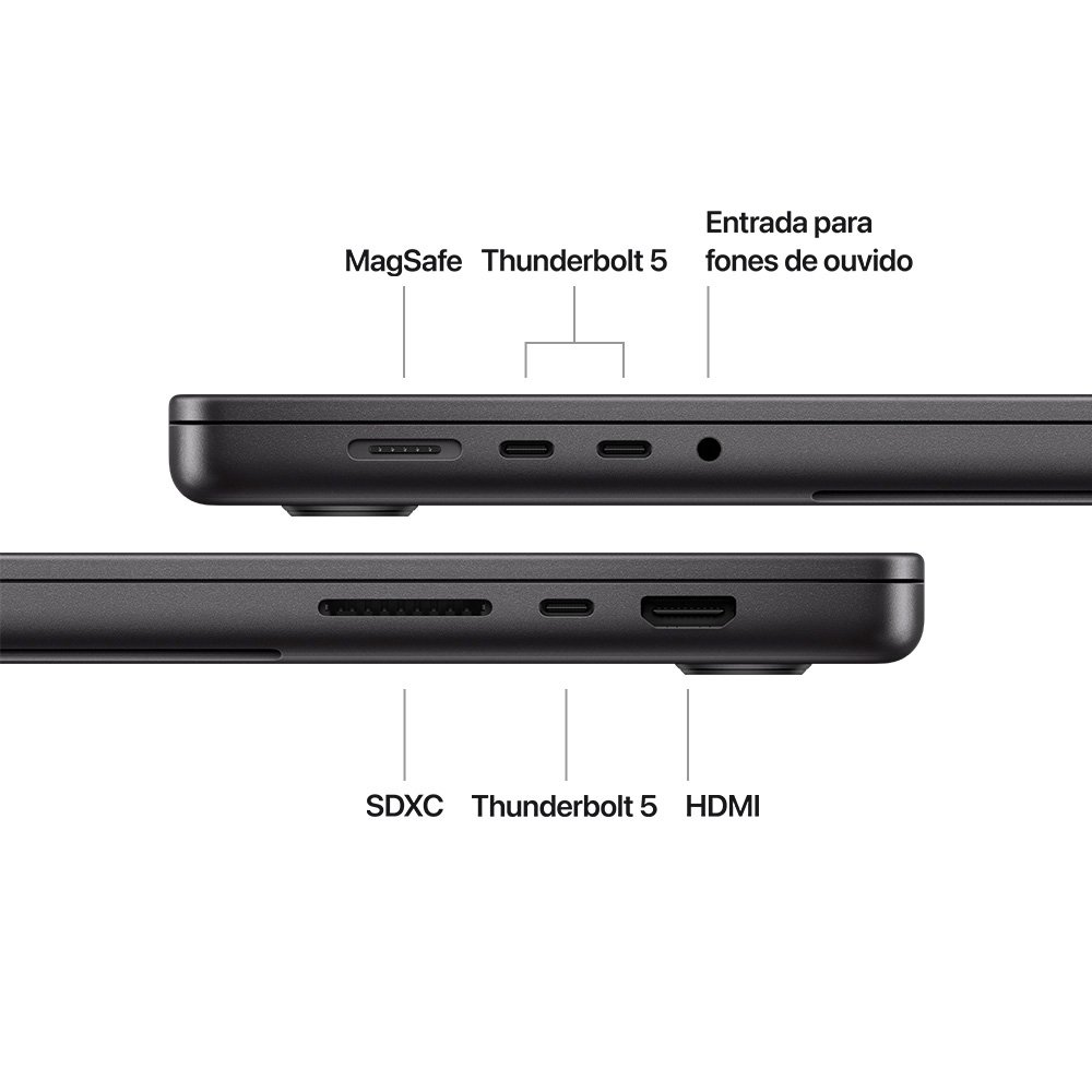 "MacBook Pro Apple 16"", M4 Pro, CPU 14 Núcleos, GPU 20 Núcleos, Neural Engine de 16 Núcleos, 48GB RAM, SSD 512GB, Preto-espacial - MX2Y3BZ/A" - view 7