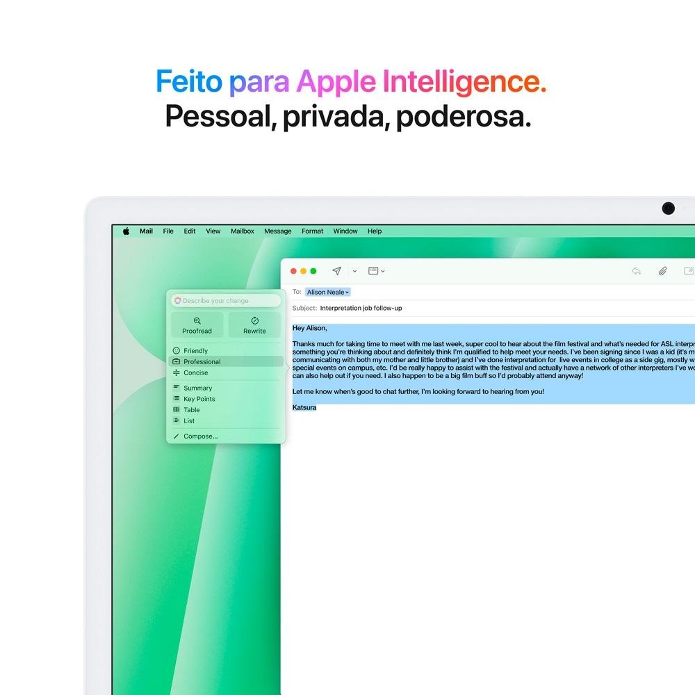 iMac Apple Tela Retina 24" 4.5K, Chip M4, CPU 10 Núcelos, GPU 10 Núcleos, Neural Engine de 16 Núcleos, 24GB RAM, 512GB SSD, Verde - MD2Q4BZ/A iMac Apple Tela Retina 24" 4.5K, Chip M4, CPU 10 Núcelos, GPU 10 Núcleos, Neural Engine de 16 Núcleos, 24GB RAM, 512GB SSD, Verde - MD2Q4BZ/A