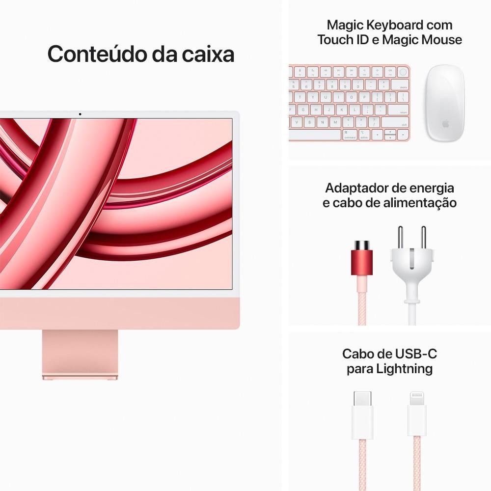 "iMac Apple Tela Retina 24"" 4.5K, Chip M4, CPU 8 Núcleos, GPU 8 Núcleos, Neural Engine de 16 núcleos, 16GB RAM, SSD 256GB, Rosa - MWUG3BZ/A" - view 8