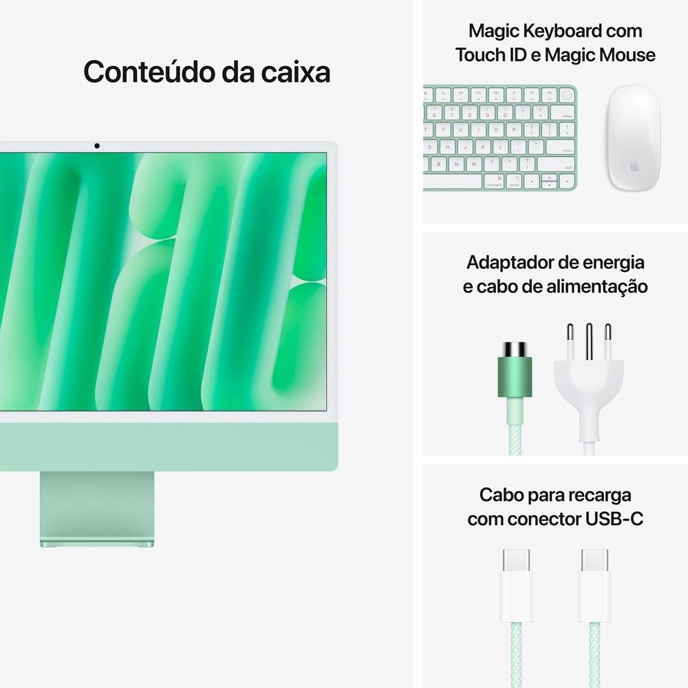 "iMac Apple Tela Retina 24"" 4.5K, Chip M4, CPU 10 Núcleos, GPU 10 Núcleos, Neural Engine de 16 Núcleos, 16GB RAM, 512GB SSD, Verde - MWV03BZ/A" - view 8