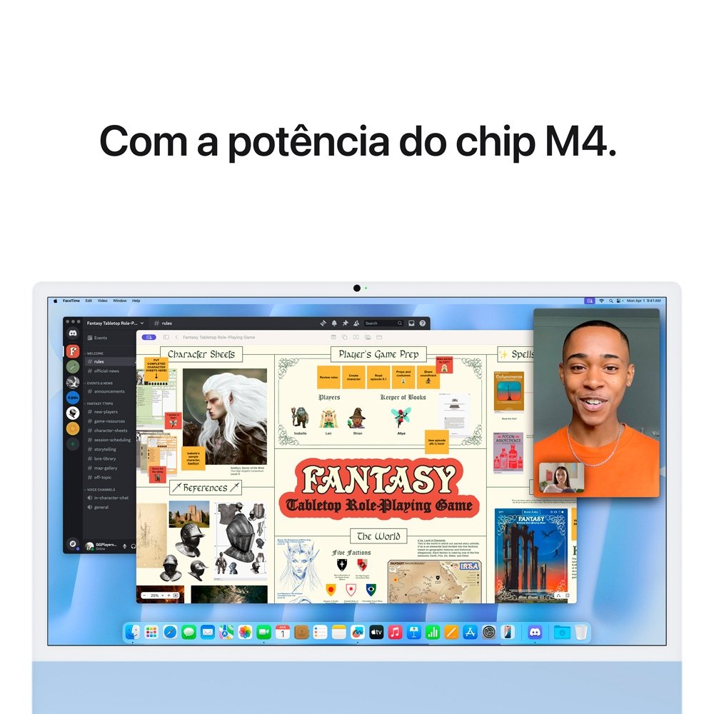 iMac Apple Tela Retina 24" 4.5K, Chip M4, CPU 10 Núcleos, GPU 10 Núcleos, Neural Engine de 16 Núcleos, 16GB RAM, 512GB SSD, Azul - MWV33BZ/A iMac Apple Tela Retina 24" 4.5K, Chip M4, CPU 10 Núcleos, GPU 10 Núcleos, Neural Engine de 16 Núcleos, 16GB RAM, 512GB SSD, Azul - MWV33BZ/A
