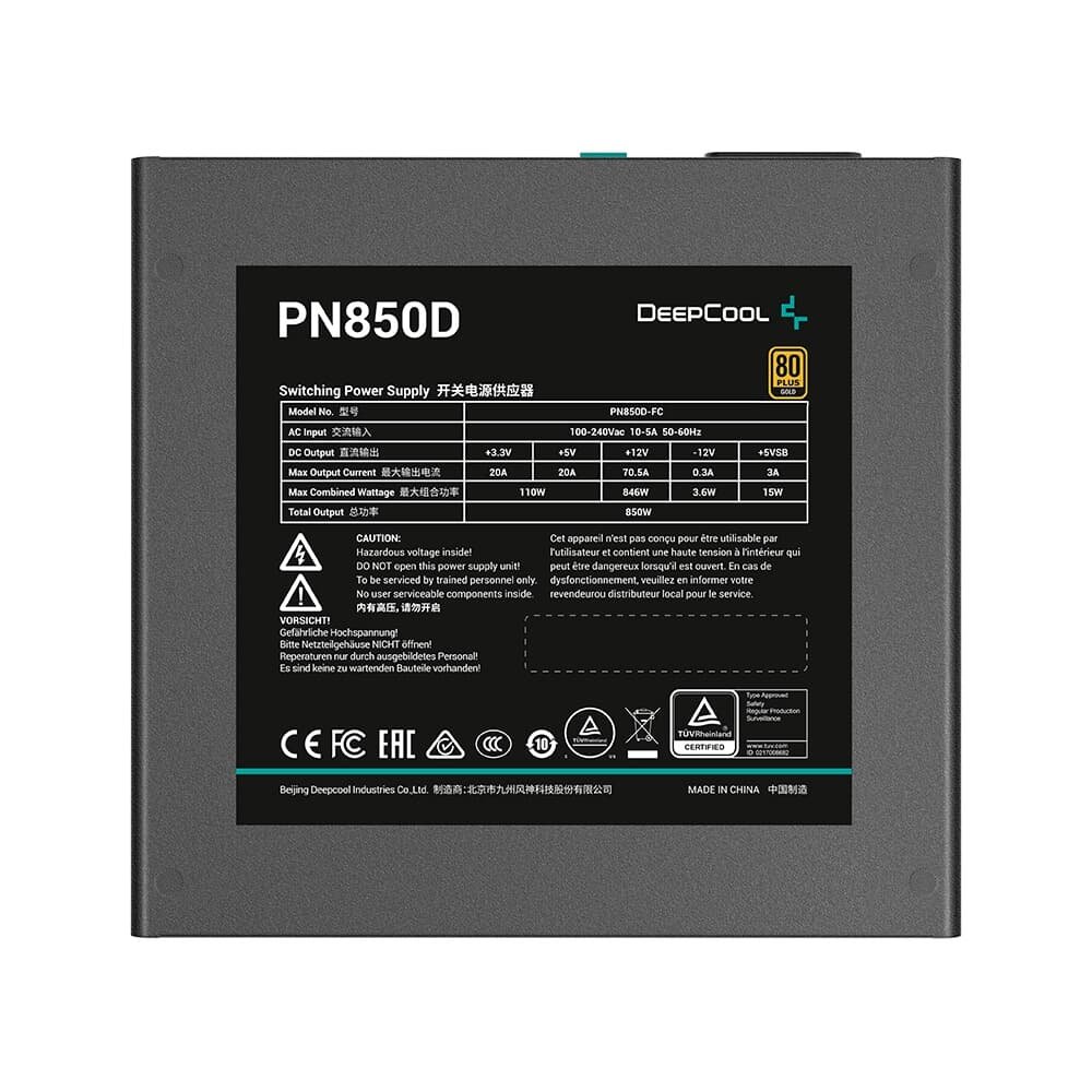 Fonte Gamer Deepcool Pn850D, 850w, 80 Plus Gold, Sem Cabo, Preto - R-PN850D-FC0B-WO-V2 - view 3