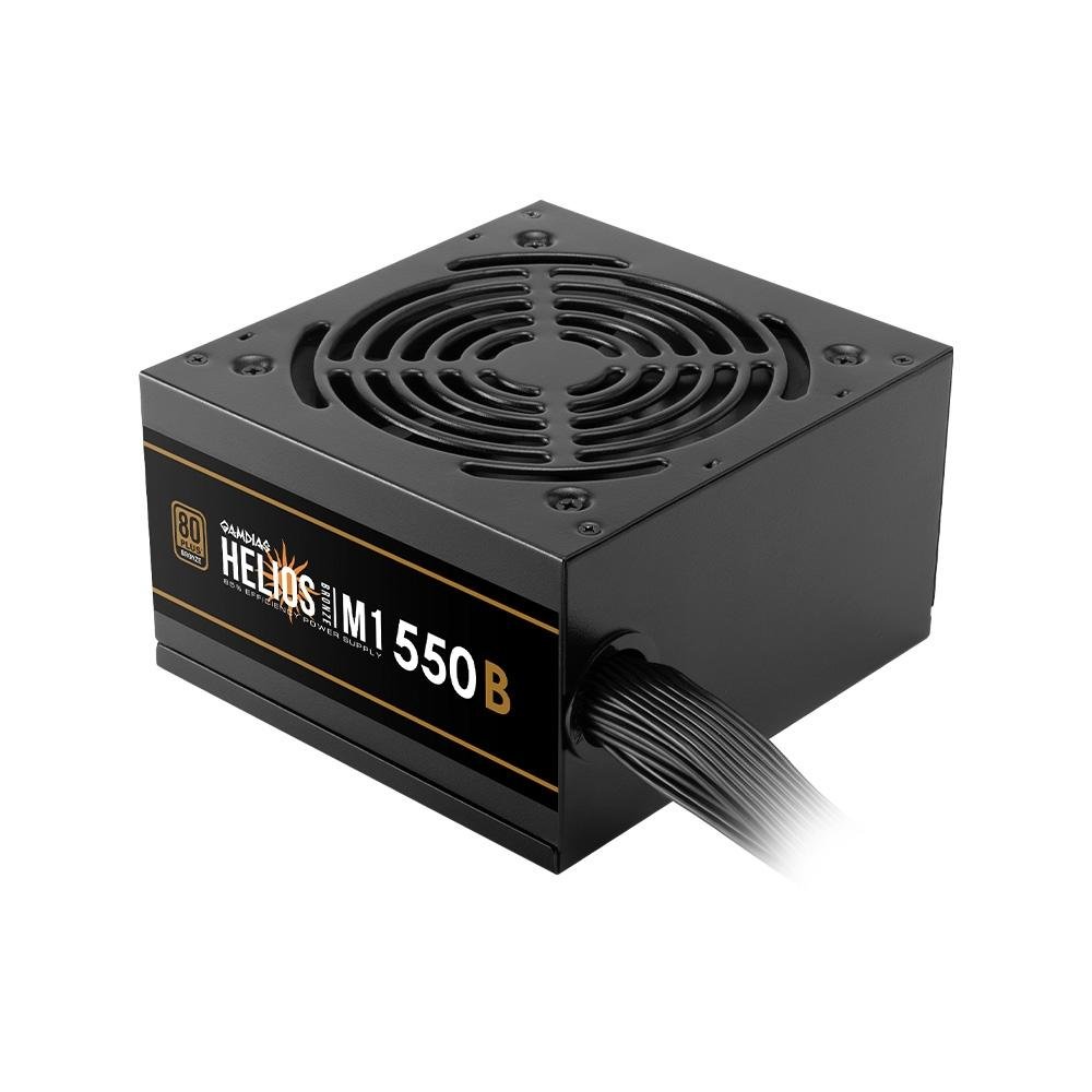 Fonte Gamdias Helios M1-550B, 550W, 80 Plus Bronze, Sem Cabo, Preto - HELIOS M1-550B L.A