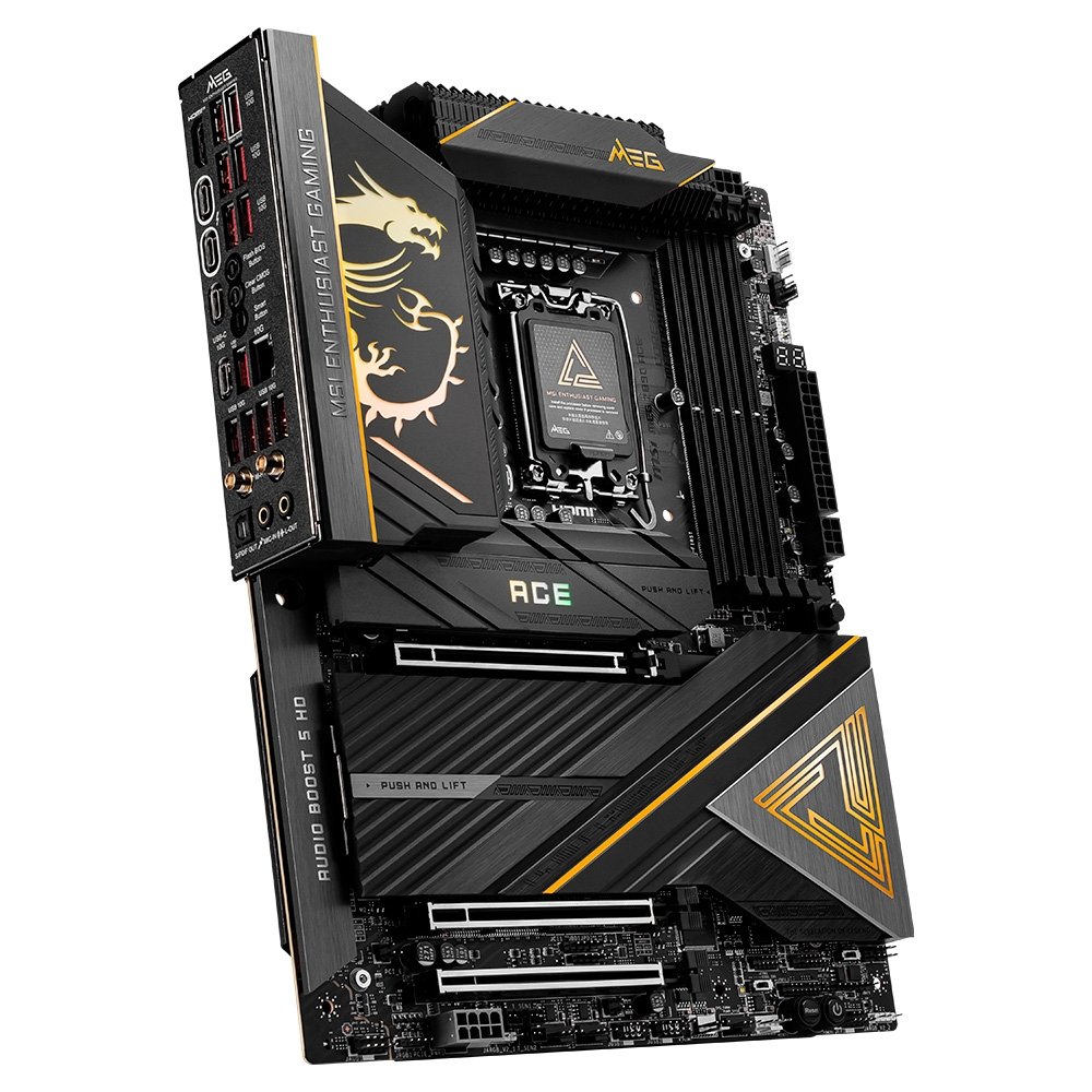 Placa-Mãe MSI MEG Z890 Ace, Intel, DDR5, ATX, Wi-Fi 7 e Bluetooth 5.4, Preto - 911-7E22-001 Placa-Mãe MSI MEG Z890 Ace, Intel, DDR5, ATX, Wi-Fi 7 e Bluetooth 5.4, Preto - 911-7E22-001