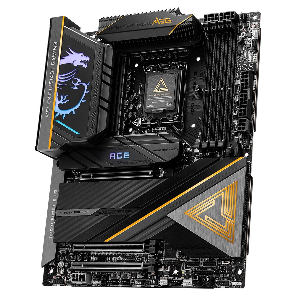 Placa-Mãe MSI MEG Z890 Ace, Intel, DDR5, ATX, Wi-Fi 7 e Bluetooth 5.4, Preto - 911-7E22-001 Placa-Mãe MSI MEG Z890 Ace, Intel, DDR5, ATX, Wi-Fi 7 e Bluetooth 5.4, Preto - 911-7E22-001