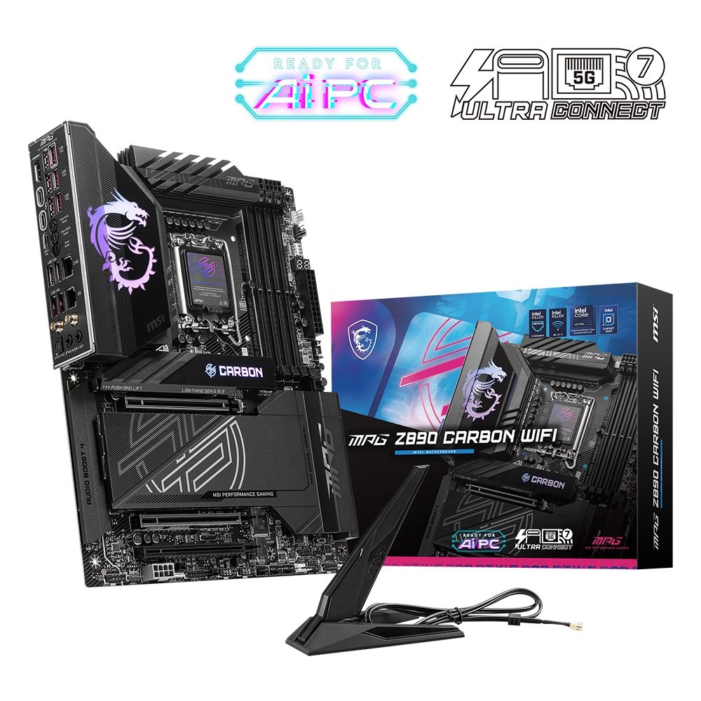 Imagem 9 de 9 do produto Placa-Mãe MSI MPG Z890 Carbon, Intel, DDR5, ATX, Wi-Fi 7 e Bluetooth 5.4, Preto - 911-7E17-001