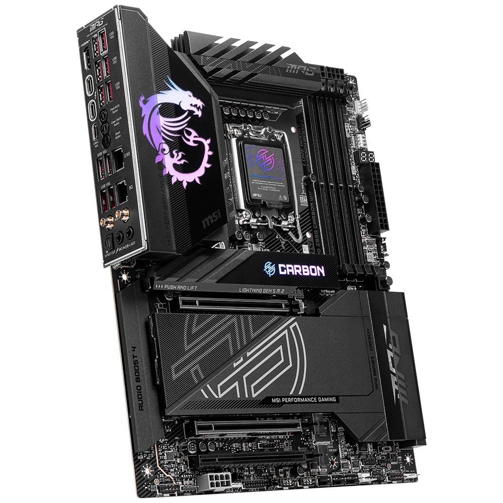 Imagem 4 de 9 do produto Placa-Mãe MSI MPG Z890 Carbon, Intel, DDR5, ATX, Wi-Fi 7 e Bluetooth 5.4, Preto - 911-7E17-001