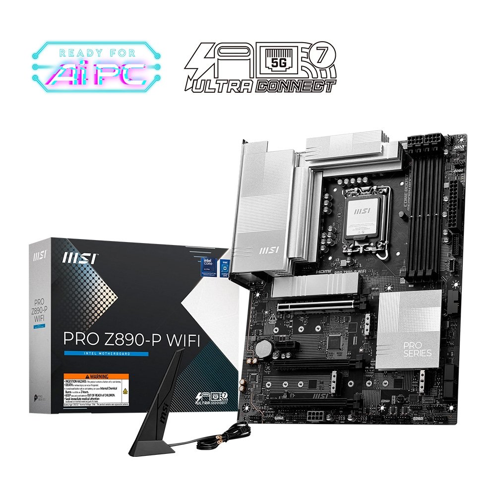 Imagem 5 de 6 do produto Placa-Mãe MSI PRO Z890-P, Intel, DDR5, ATX, Wi-Fi 7 e Bluetooth 5.4, Preto - 911-7E34-001