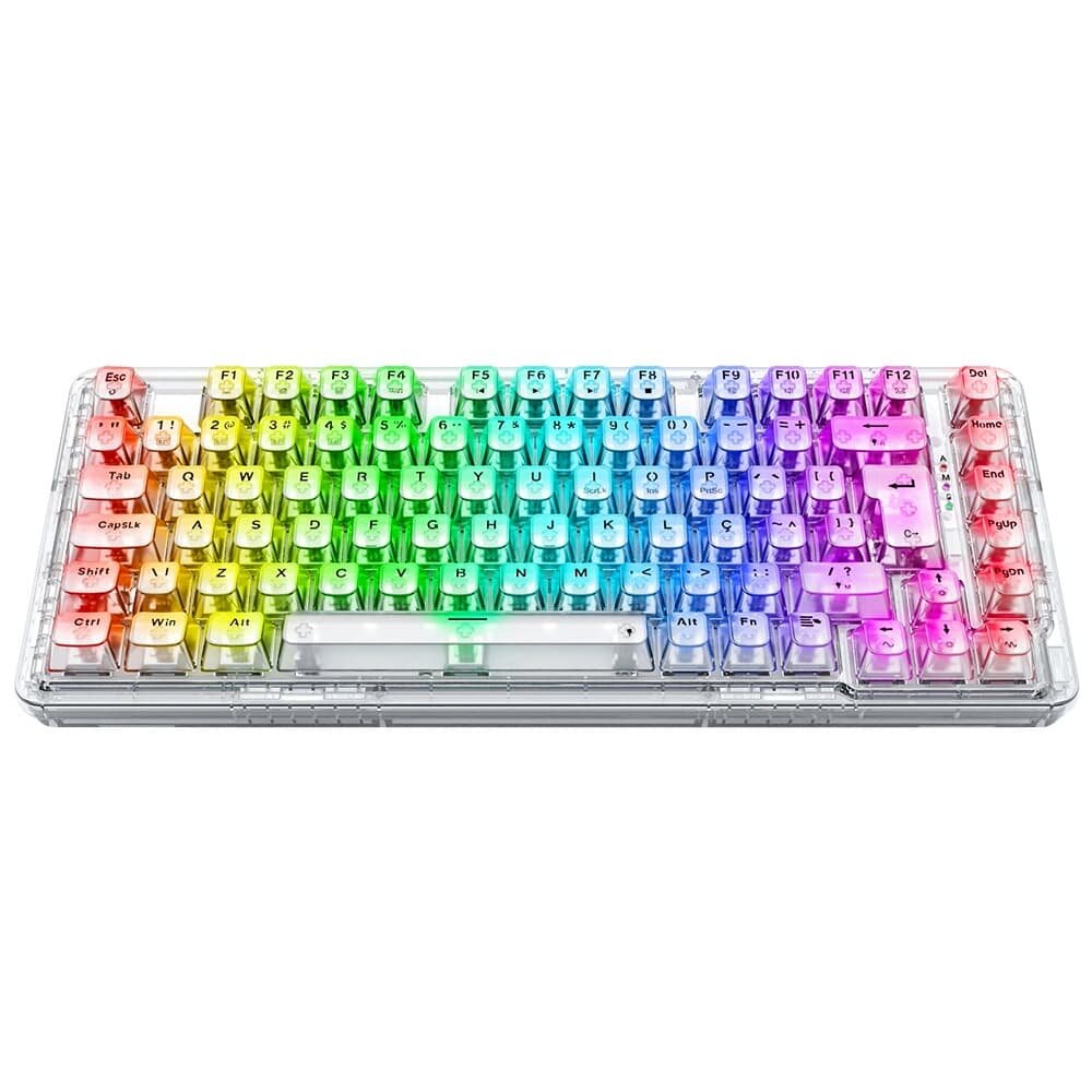 Teclado Sem Fio Mecânico Gamer ( Balão.info) ELF Pro, RGB, USB e Bluetooth, ( Balão.info), Cristalino Transparente - K649CT-RGB-PRO PT - foto 2