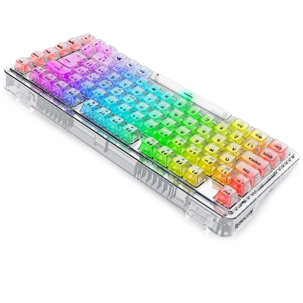 Teclado Sem Fio Mecânico Gamer ( Balão.info) ELF Pro, RGB, USB e Bluetooth, ( Balão.info), Cristalino Transparente - K649CT-RGB-PRO PT - foto 3