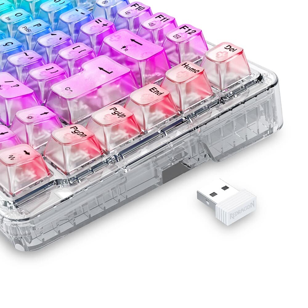 Teclado Sem Fio Mecânico Gamer ( Balão.info) ELF Pro, RGB, USB e Bluetooth, ( Balão.info), Cristalino Transparente - K649CT-RGB-PRO PT - foto 6