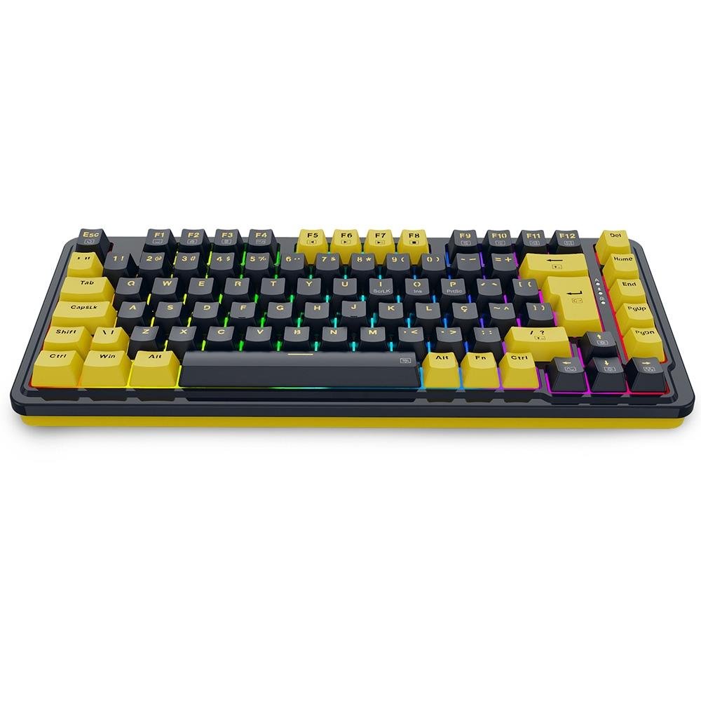Imagem 4 de 9 do produto Teclado Mecânico Gamer Redragon ELF, RGB Chroma Mk.II, Switch Melt Gold, Cabo USB-C Removível, ABNT2, Preto E Laranja - K649PY-RGB PT