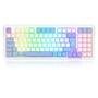 Teclado Sem Fio Mecânico Gamer Redragon Gloria Pro, Switch Marrom, USB e Bluetooth, ABNT2, Branco - K664WBP-RGB-PRO (PT-BUMBLEBEE)