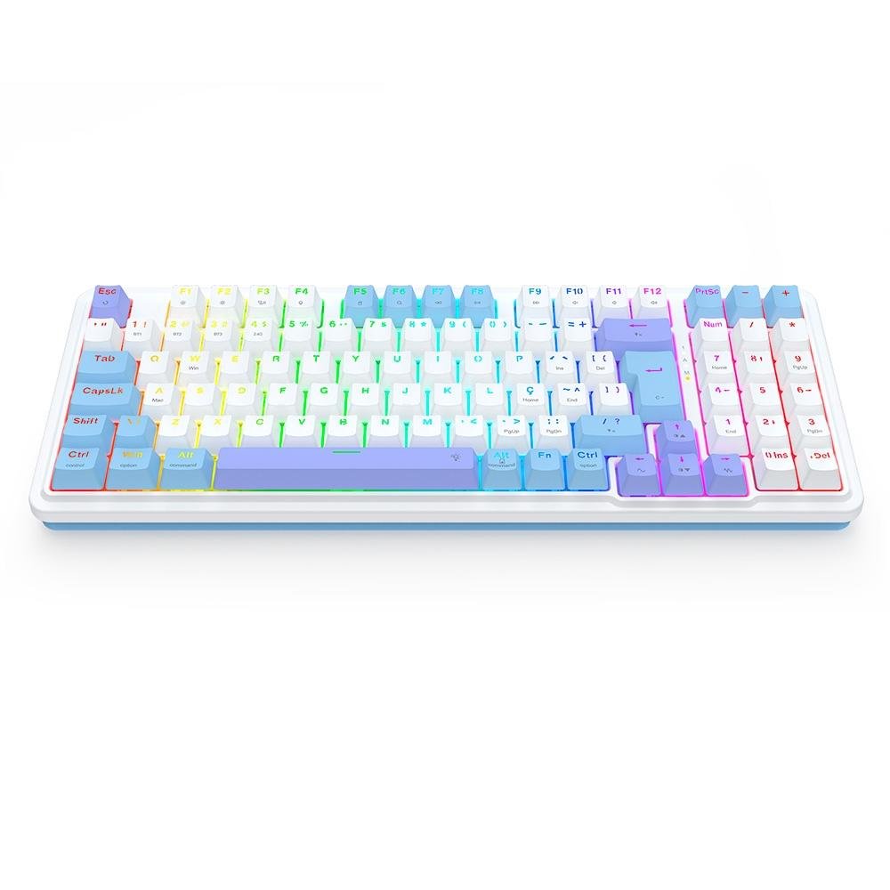 Teclado Sem Fio Mecânico Gamer Redragon Gloria Pro, Switch Marrom, USB e Bluetooth, ABNT2, Branco - K664WBP-RGB-PRO (PT-BUMBLEBEE) Teclado Sem Fio Mecânico Gamer Redragon Gloria Pro, Switch Marrom, USB e Bluetooth, ABNT2, Branco - K664WBP-RGB-PRO (PT-BUMBLEBEE)