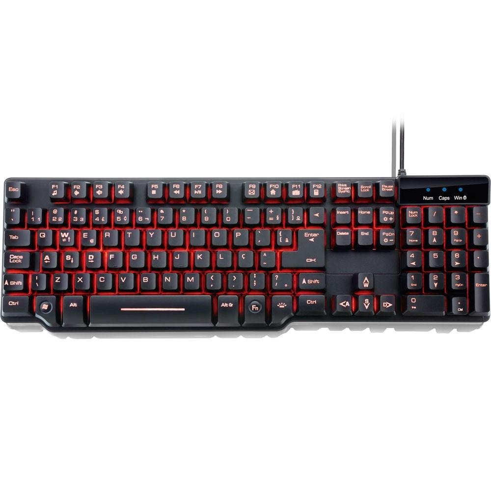 Imagem 4 de 4 do produto Teclado Semi Mecânico Gamer Warrior LED, ABNT2, Preto - TC196