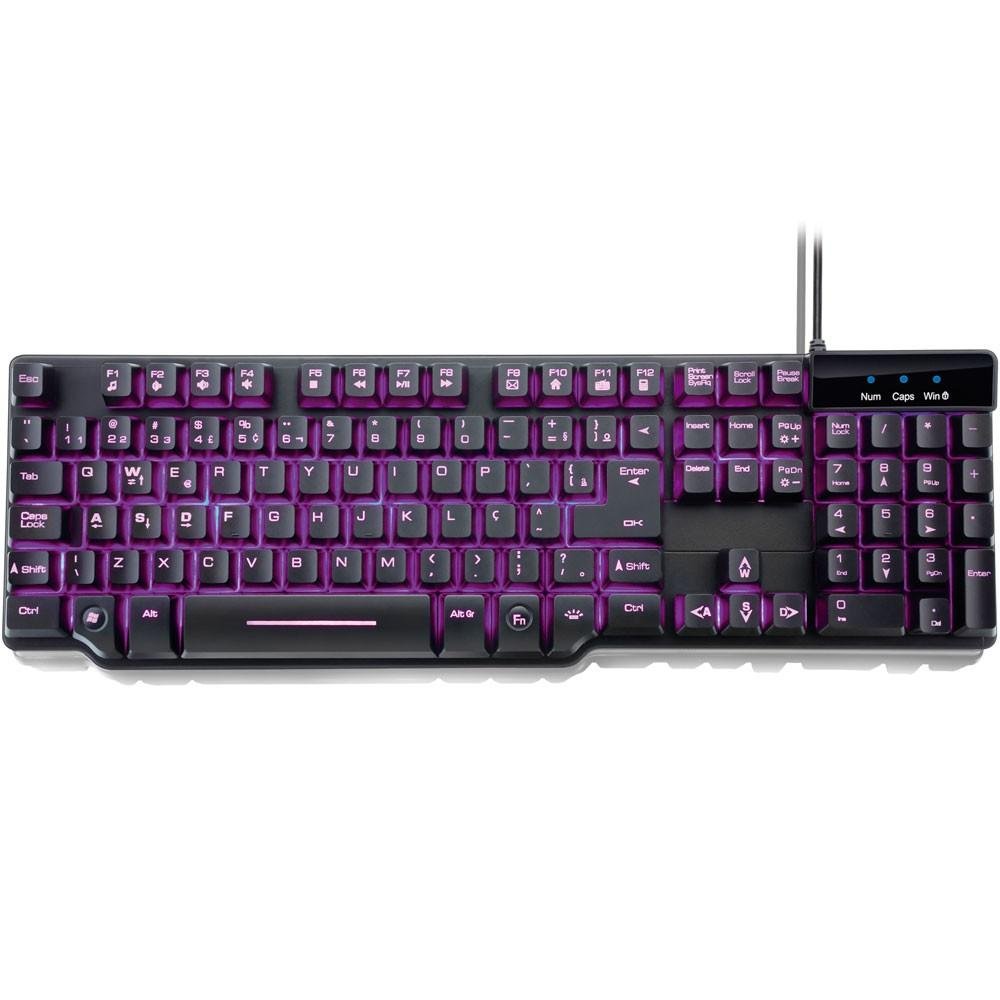 Imagem 3 de 4 do produto Teclado Semi Mecânico Gamer Warrior LED, ABNT2, Preto - TC196