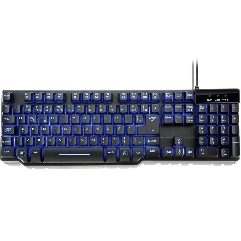 Imagem 2 de 4 do produto Teclado Semi Mecânico Gamer Warrior LED, ABNT2, Preto - TC196