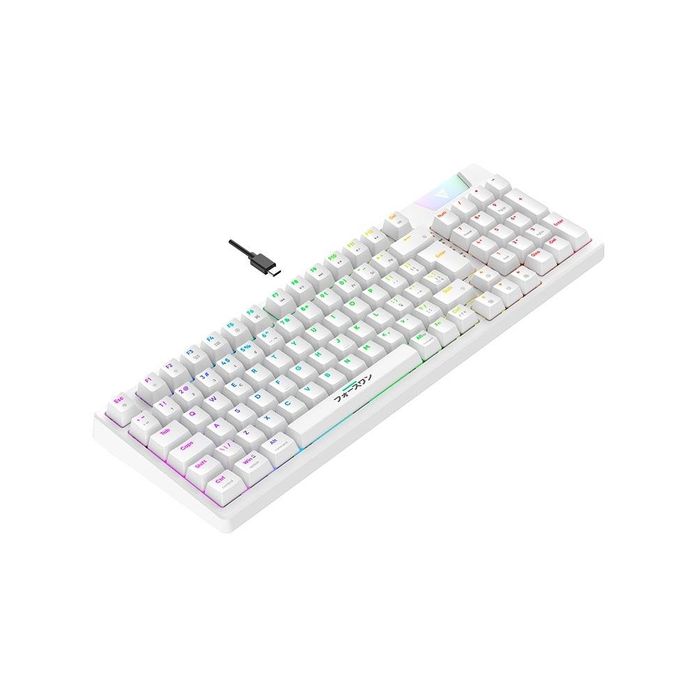 Teclado Mecanico Gamer Force One Yari, RGB, Switchs ( Balão.info) Amarelo, Keycap Personalizável, Hotswap, Cabo Removível, Branco - FR.TC.YA.01 - foto 4