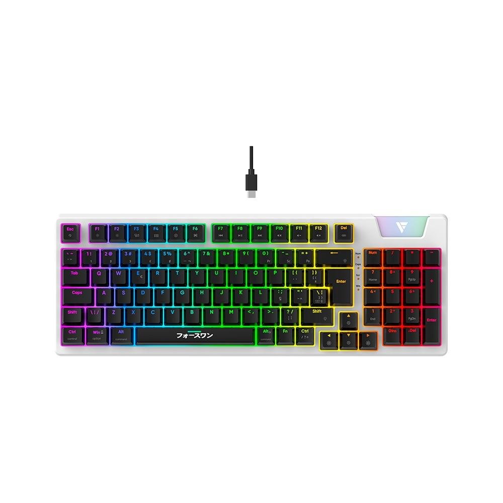 Teclado Mecanico Gamer Force One Yari, RGB, Switchs ( Balão.info) Amarelo, Keycap Personalizável, Hotswap, Cabo Removível, Branco - FR.TC.YA.01 - foto 2
