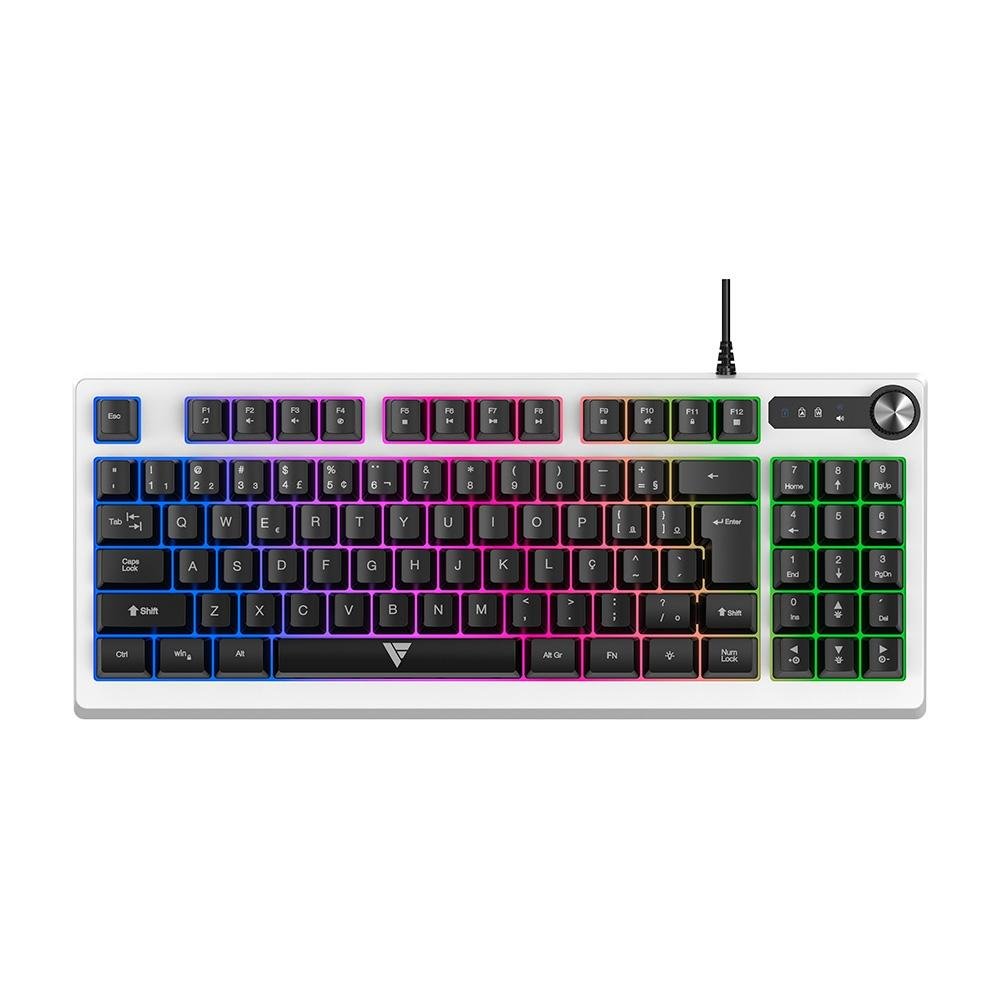 Teclado Gamer Force One Spectre, RGB, Formato Especial De Membrana, Branco - FR.TC.SP.01 Teclado Gamer Force One Spectre, RGB, Formato Especial De Membrana, Branco - FR.TC.SP.01