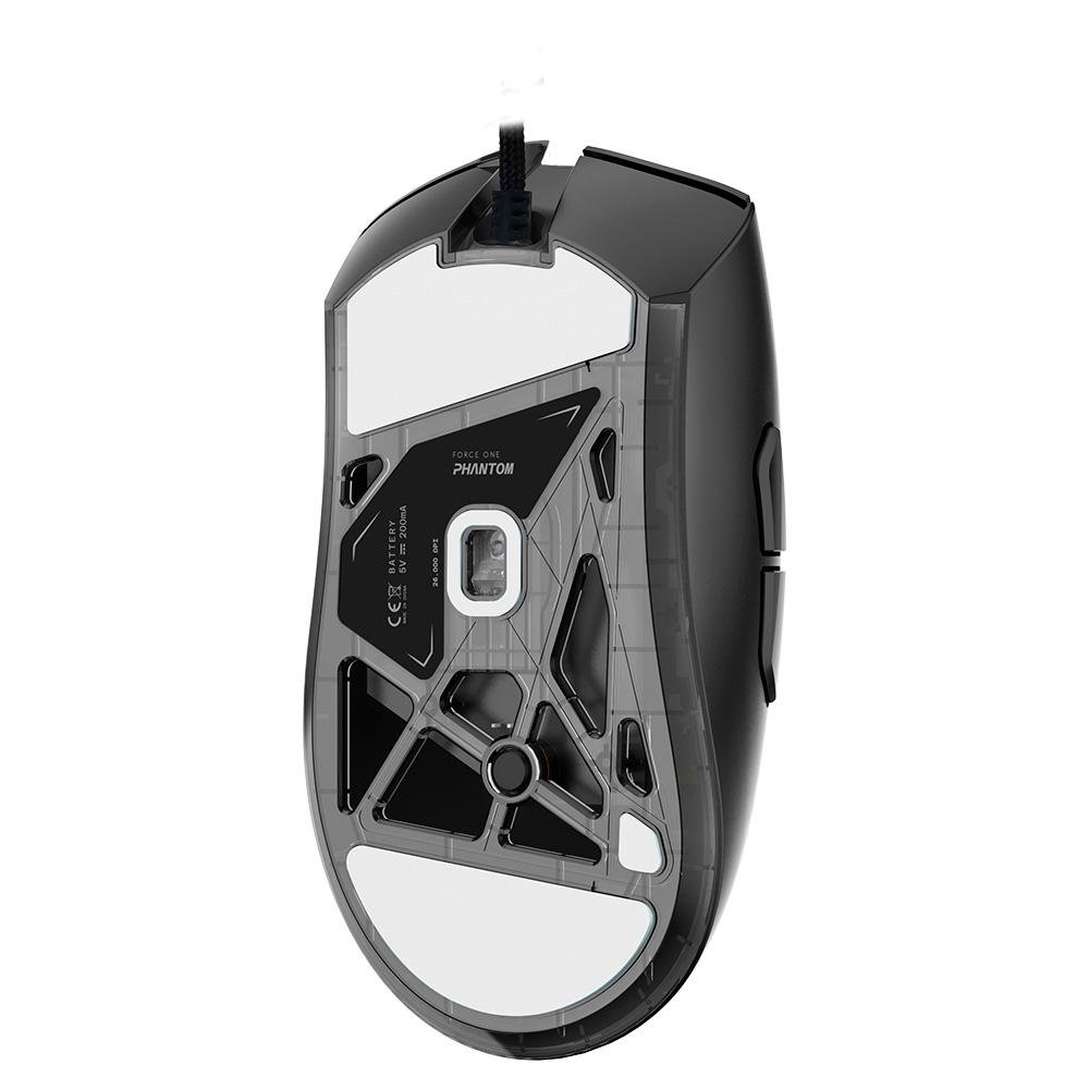 Mouse Gamer Force One Phantom Black, 26.000 DPI, Com 6 Botões, Switches ( Balão.info) Azul, Sensor Paw 3395, Preto - FR.MO.PH.02 - foto 4