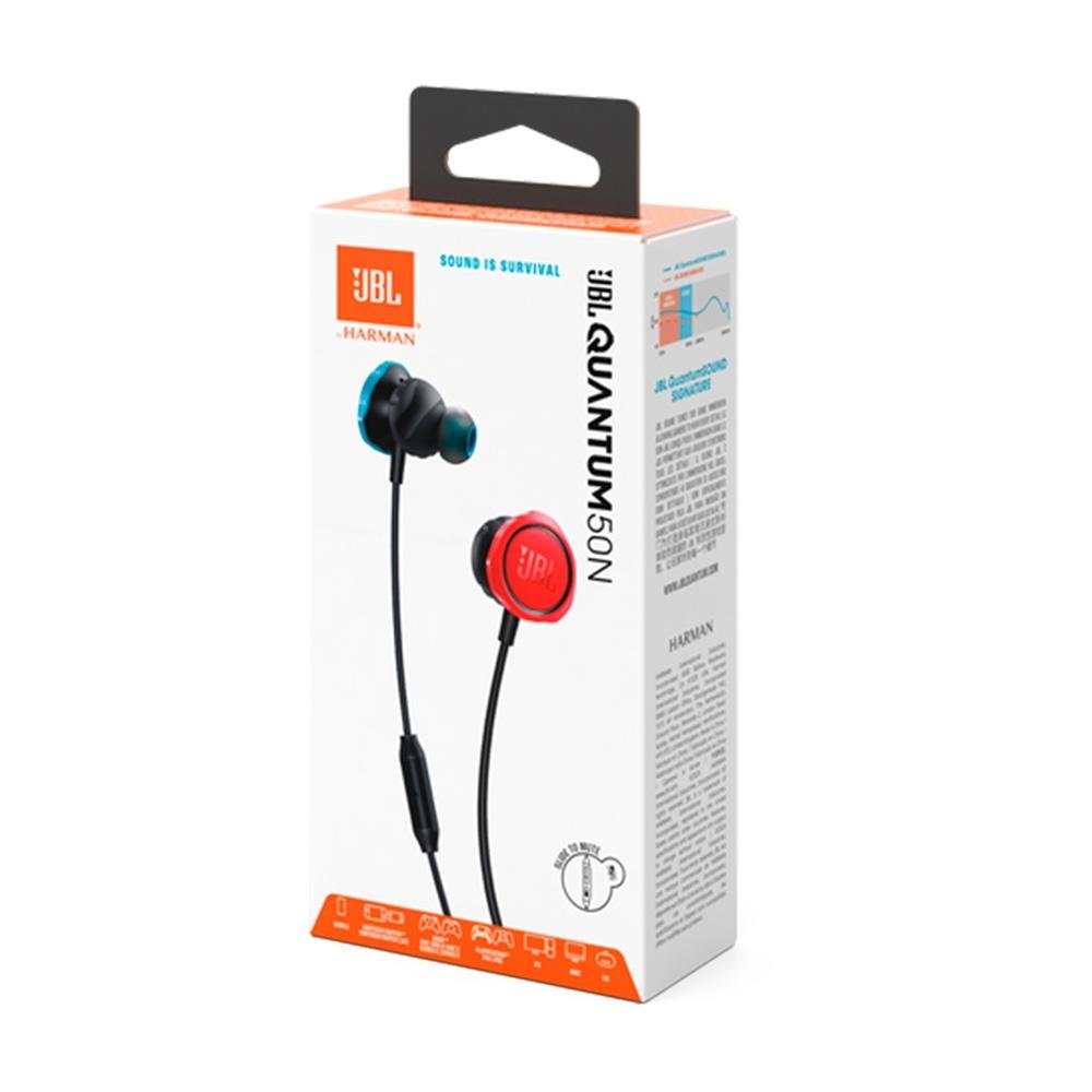Fone de Ouvido Gamer Intra-Auricular JBL Quantum 50N, Som JBL QuantumSOUND, Azul e Vermelho - ( Balão.info - foto 6