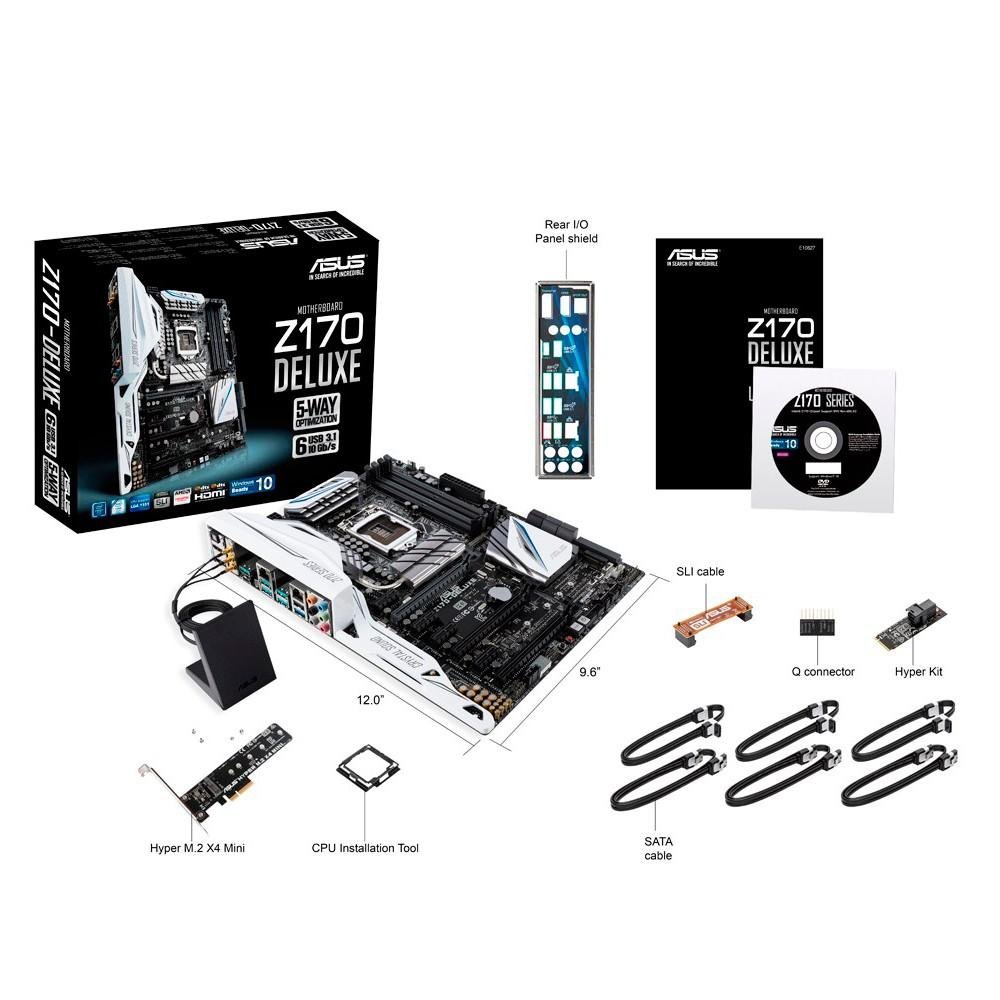 Imagem 6 de 8 do produto Placa-Mãe ASUS p/ Intel LGA 1151 ATX Z170-DELUXE, 4xDDR4, DP/HDMI, Wi-Fi AC, USB 3.1 Tipo A e C, Hyper M.2 x4, NVMe, SLI/CFX