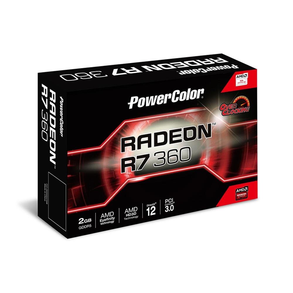 Placa de Video VGA PowerColor AMD Radeon R7 360 2GB DDR5 2GBD5-DHE/OC