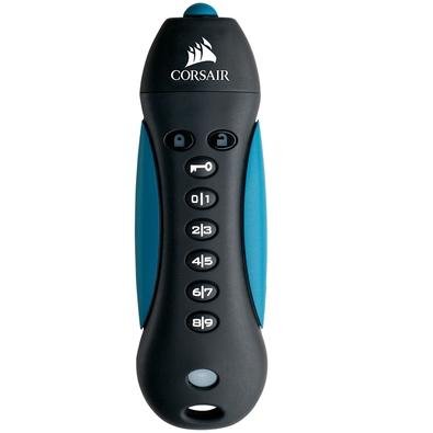 Pen Drive 256GB Corsair Padlock 3, USB 3.0, com Criptografia, Resistente à Água e Choque, Azul e Preto - CMFPLA3B-256GB