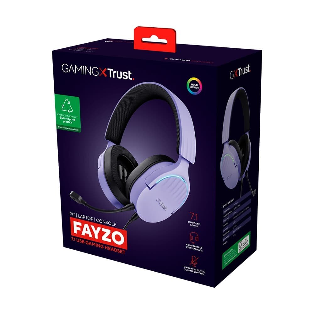 Headset Gamer GXTrust 490P Fayzo 7.1 Surround, RGB, Setup Lilás, Lilás - ( Balão.info - foto 8