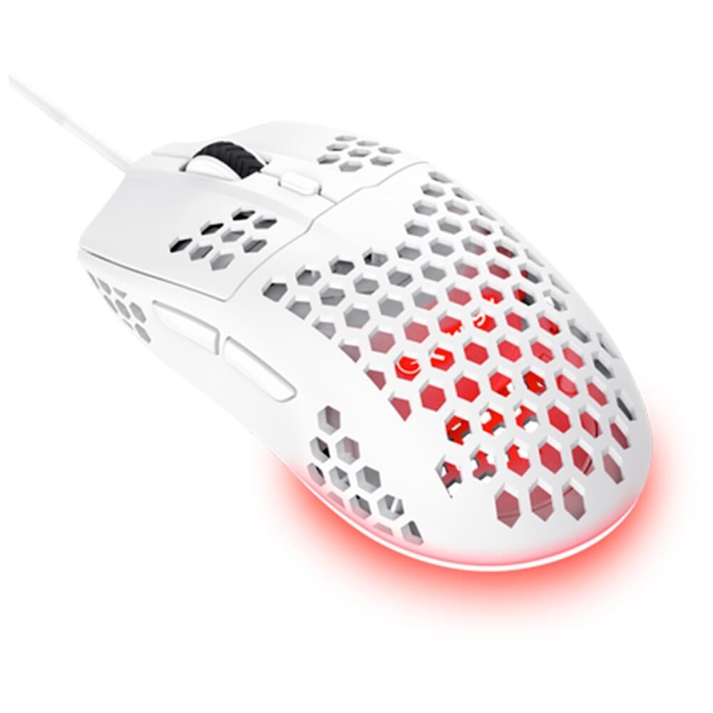 Imagem 2 de 4 do produto Mouse Gamer GXTrust 928W Helox Ultraleve, RGB, 6 Botões, 6400 DPI, USB, Branco - 25389