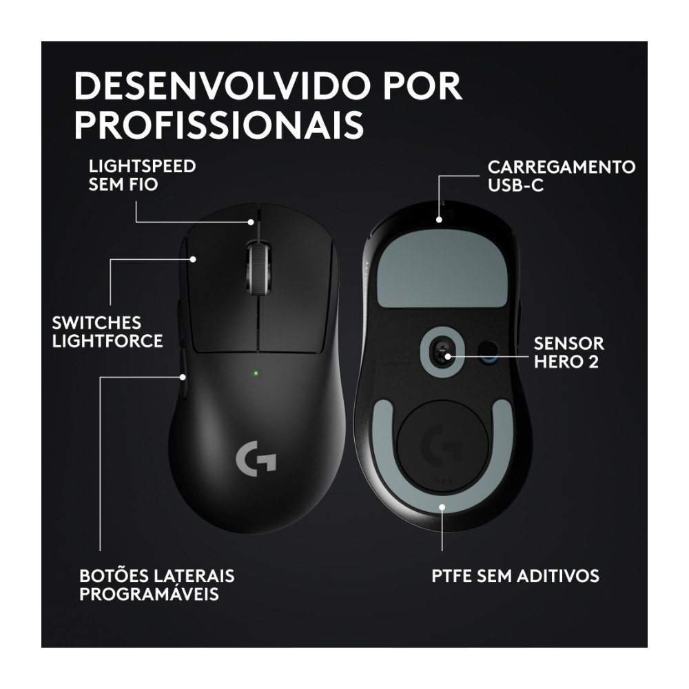 Mouse Gamer Sem Fio Logitech G Pro X Superlight 2 DEX, Lightspeed, 44.000 DPI, Design Assimétrico para Destros, Preto- 910-007356 Mouse Gamer Sem Fio Logitech G Pro X Superlight 2 DEX, Lightspeed, 44.000 DPI, Design Assimétrico para Destros, Preto- 910-007356