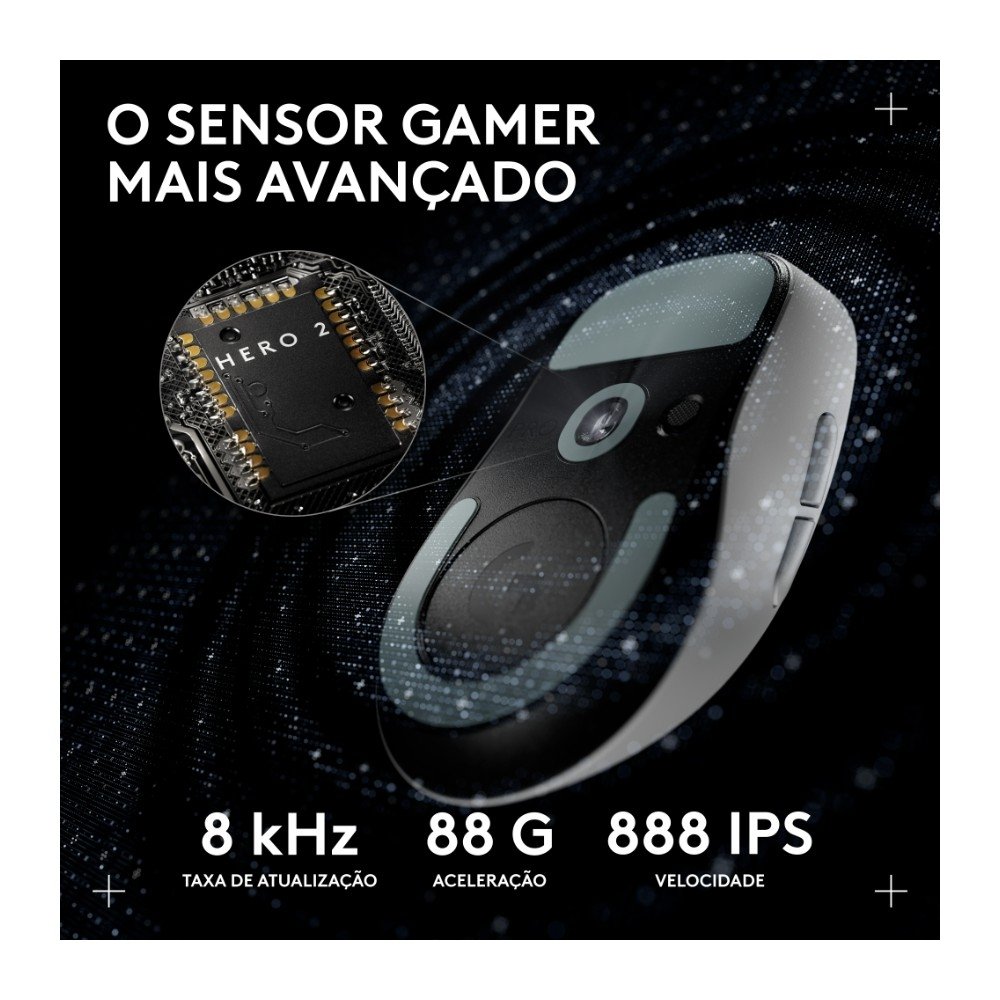 Mouse Gamer Sem Fio ( Balão.info) 2 DEX, ( Balão.info), 44.000 DPI, Design Assimétrico para Destros, Branco -910-( Balão.info - foto 4
