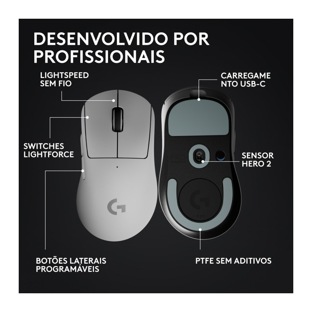 Mouse Gamer Sem Fio ( Balão.info) 2 DEX, ( Balão.info), 44.000 DPI, Design Assimétrico para Destros, Branco -910-( Balão.info - foto 6