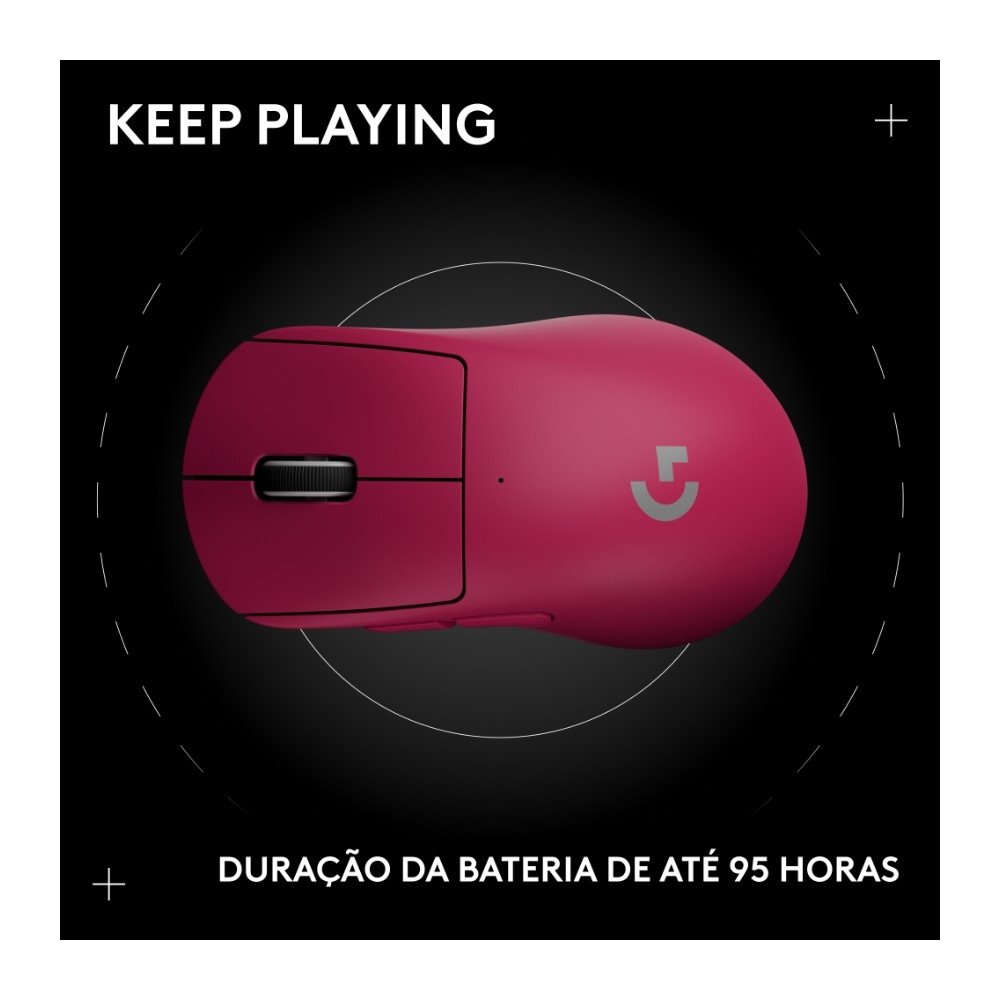 Mouse Gamer Sem Fio Logitech G Pro X Superlight 2 DEX, Lightspeed, 44.000 DPI, Design Assimétrico para Destros, Rosa Magenta- 910-007372 - view 14