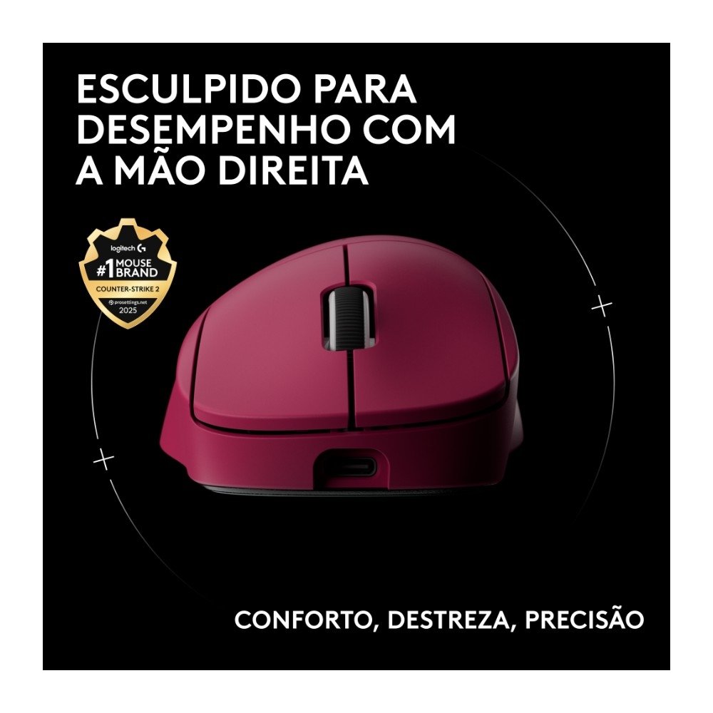 Mouse Gamer Sem Fio ( Balão.info) 2 DEX, ( Balão.info), 44.000 DPI, Design Assimétrico para Destros, Rosa Magenta- 910-( Balão.info - foto 2