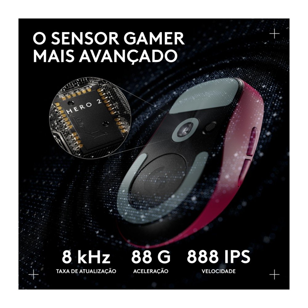 Mouse Gamer Sem Fio ( Balão.info) 2 DEX, ( Balão.info), 44.000 DPI, Design Assimétrico para Destros, Rosa Magenta- 910-( Balão.info - foto 4