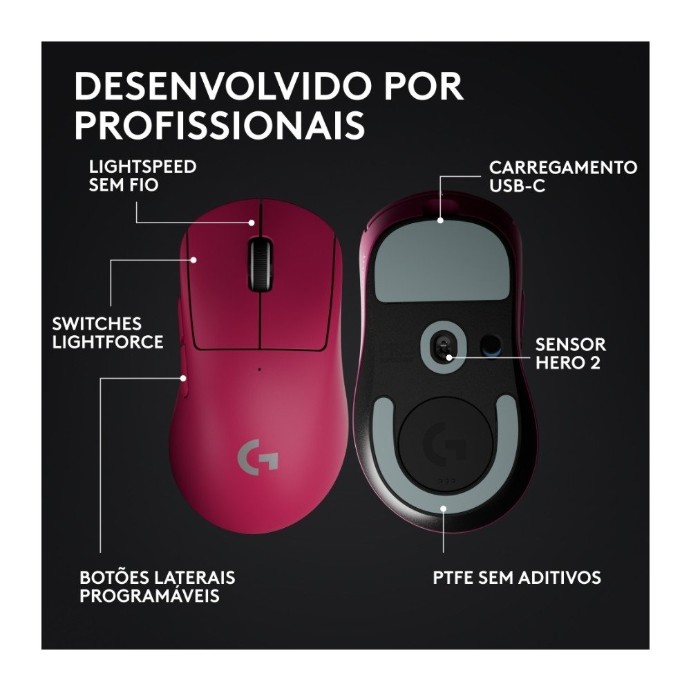 Mouse Gamer Sem Fio ( Balão.info) 2 DEX, ( Balão.info), 44.000 DPI, Design Assimétrico para Destros, Rosa Magenta- 910-( Balão.info - foto 6
