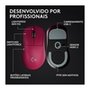 Mouse Gamer Sem Fio Logitech G Pro X Superlight 2 DEX, Lightspeed, 44.000 DPI, Design Assimétrico para Destros, Rosa Magenta- 910-007372