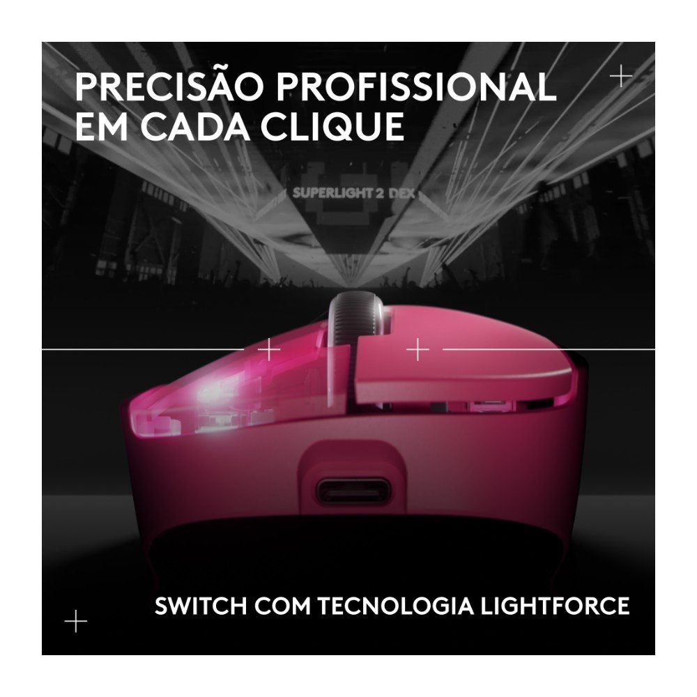 Mouse Gamer Sem Fio ( Balão.info) 2 DEX, ( Balão.info), 44.000 DPI, Design Assimétrico para Destros, Rosa Magenta- 910-( Balão.info - foto 7