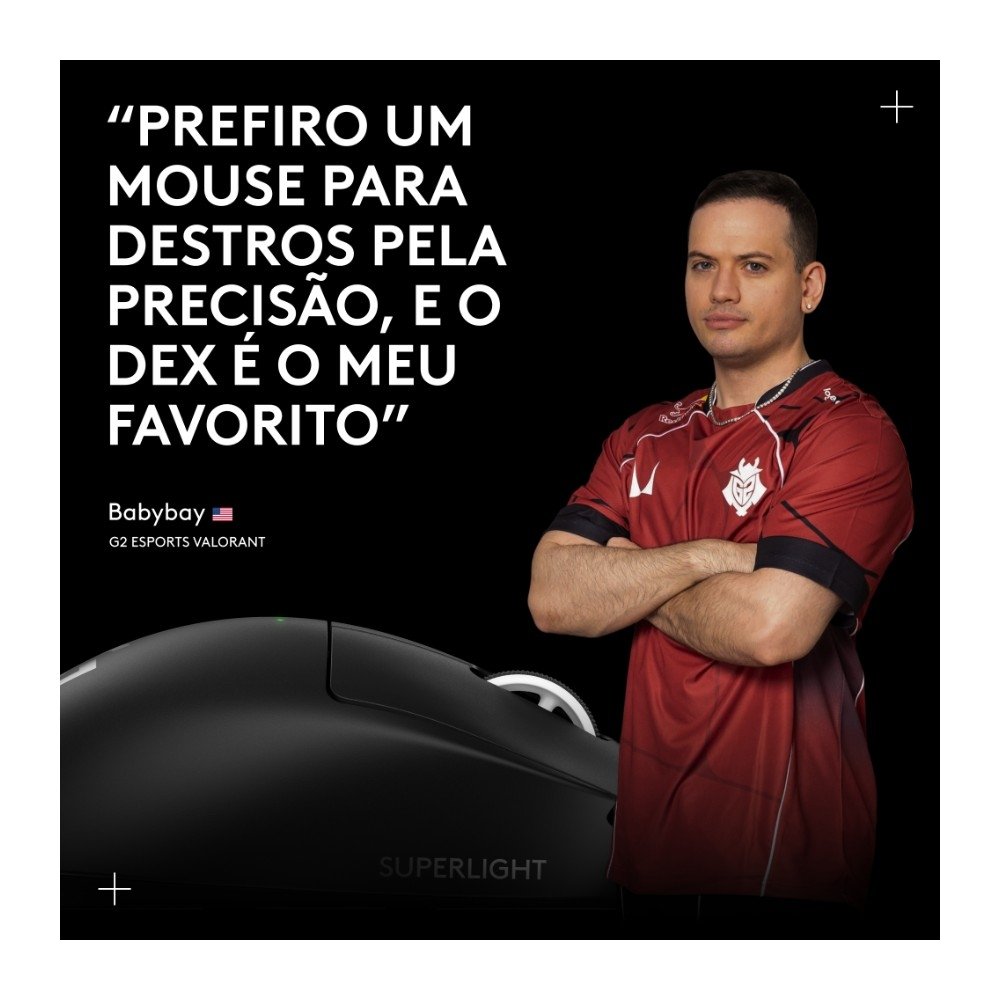 Mouse Gamer Sem Fio Logitech G Pro X Superlight 2 DEX, Lightspeed, 44.000 DPI, Design Assimétrico para Destros, Rosa Magenta- 910-007372 - view 8