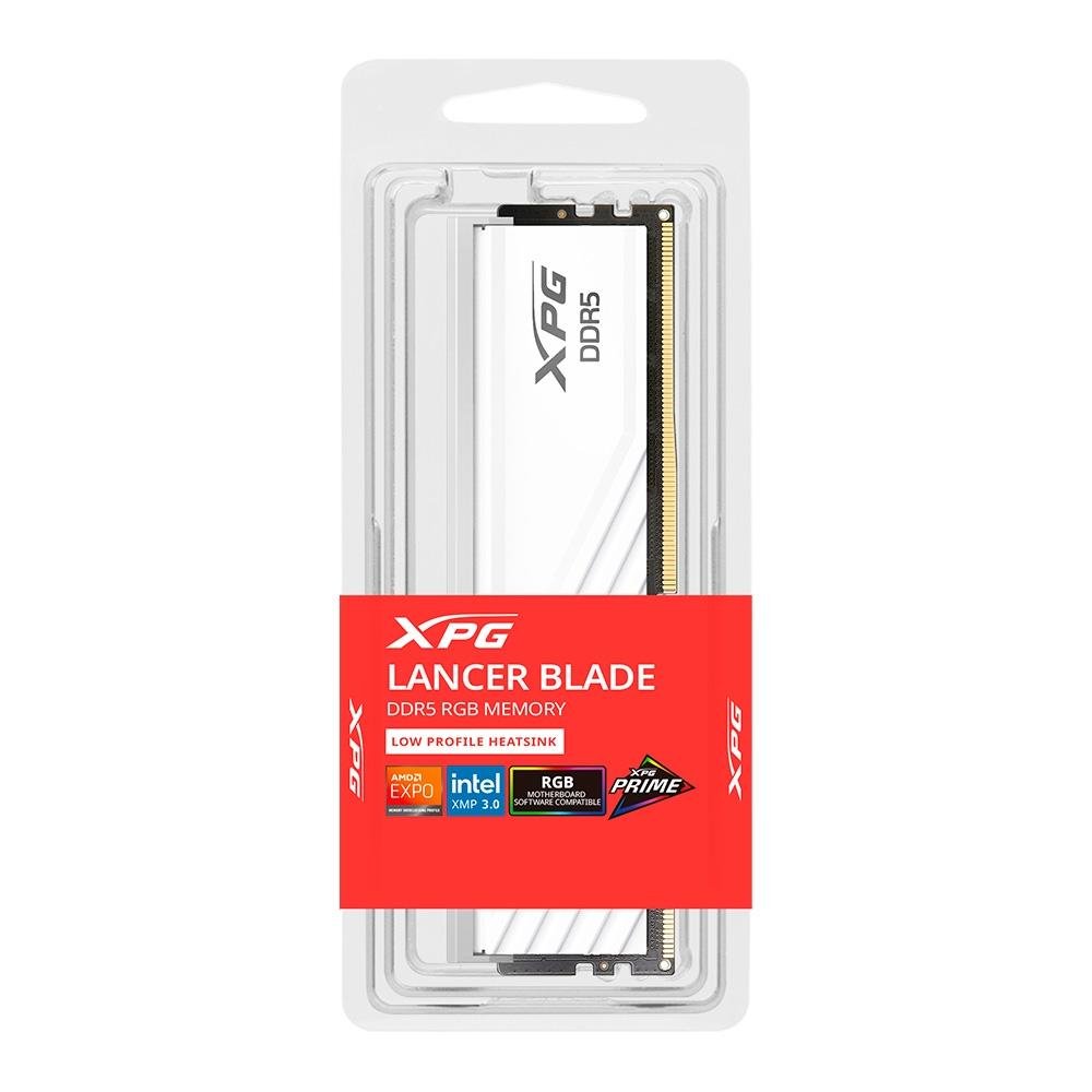 Memória RAM XPG Lancer Blade, 16GB, RGB, DDR5, 6000MHz, Single Tray, CL48, Branco - AX5U6000C4816G-SLABRWH - view 3