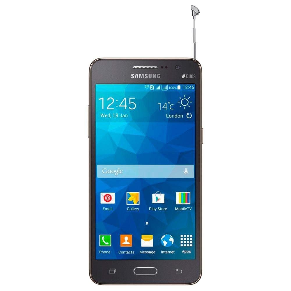 Smartphone Samsung Galaxy Gran Prime TV SMG531BT, Quad Core, Android 5.1, Tela 5, 8GB, 8MP, 3G, Dual Chip, Desbloq Cinza
