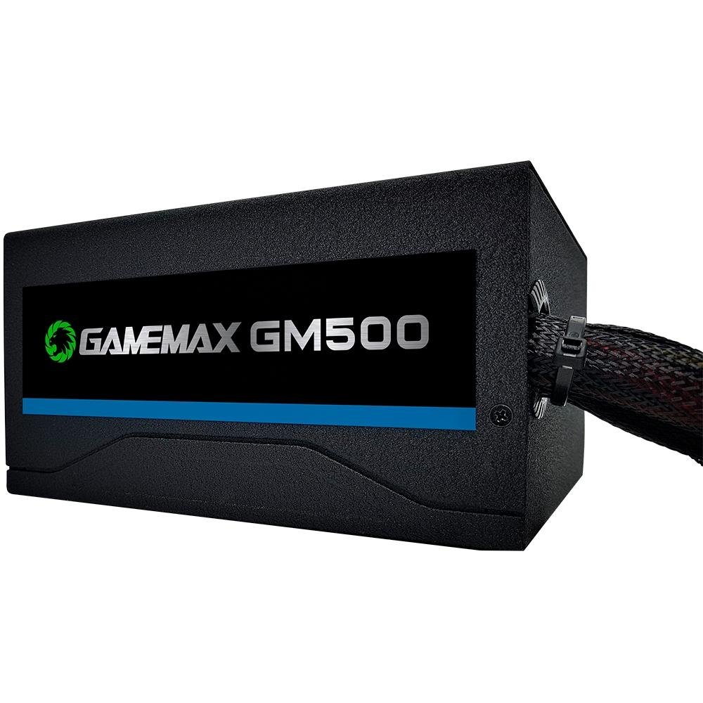 Fonte Gamemax, 500W, 80 Plus Bronze, PFC Ativo, Com Cabo, Preto - GMX GM500