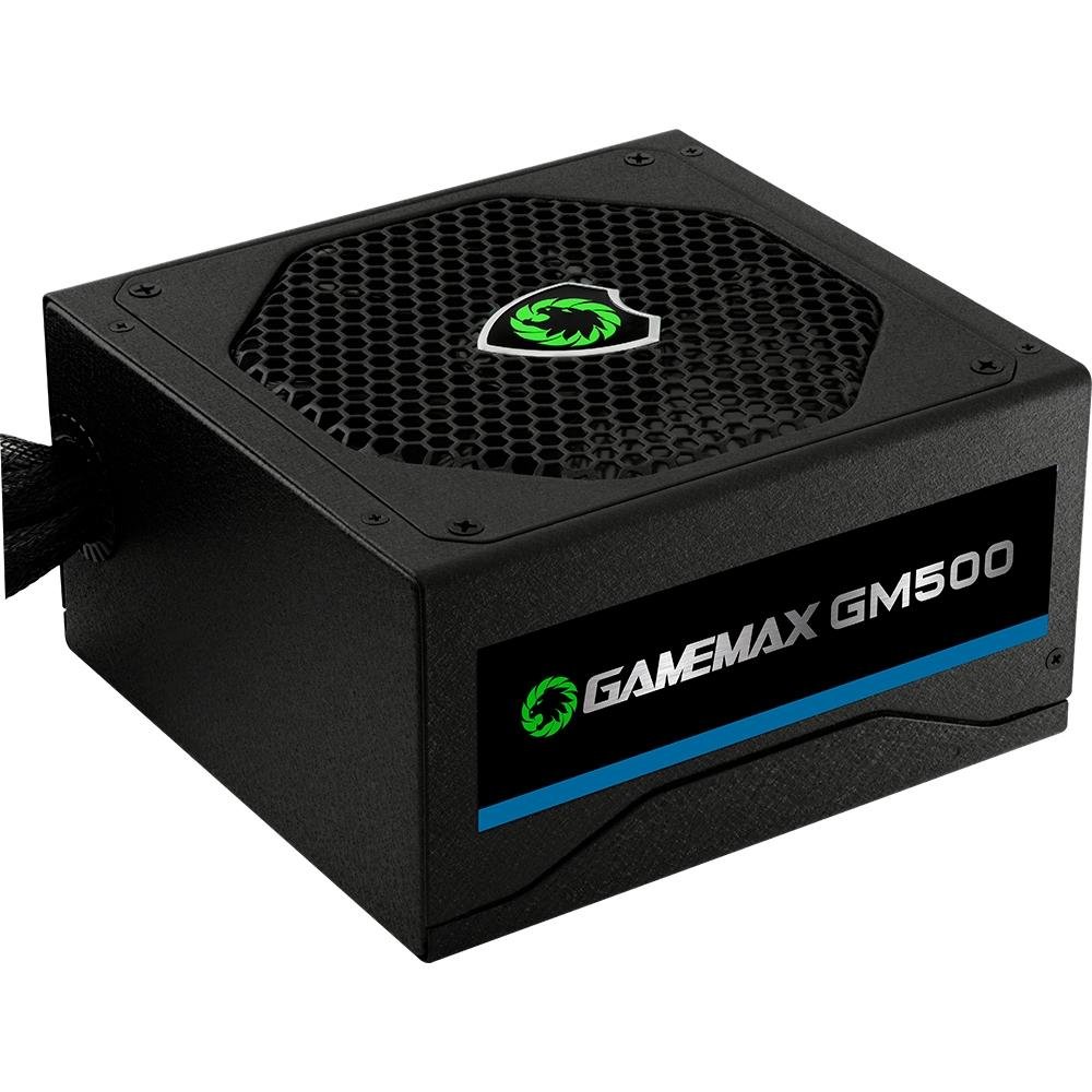 Fonte Gamemax, 500W, 80 Plus Bronze, PFC Ativo, Com Cabo, Preto - GMX GM500