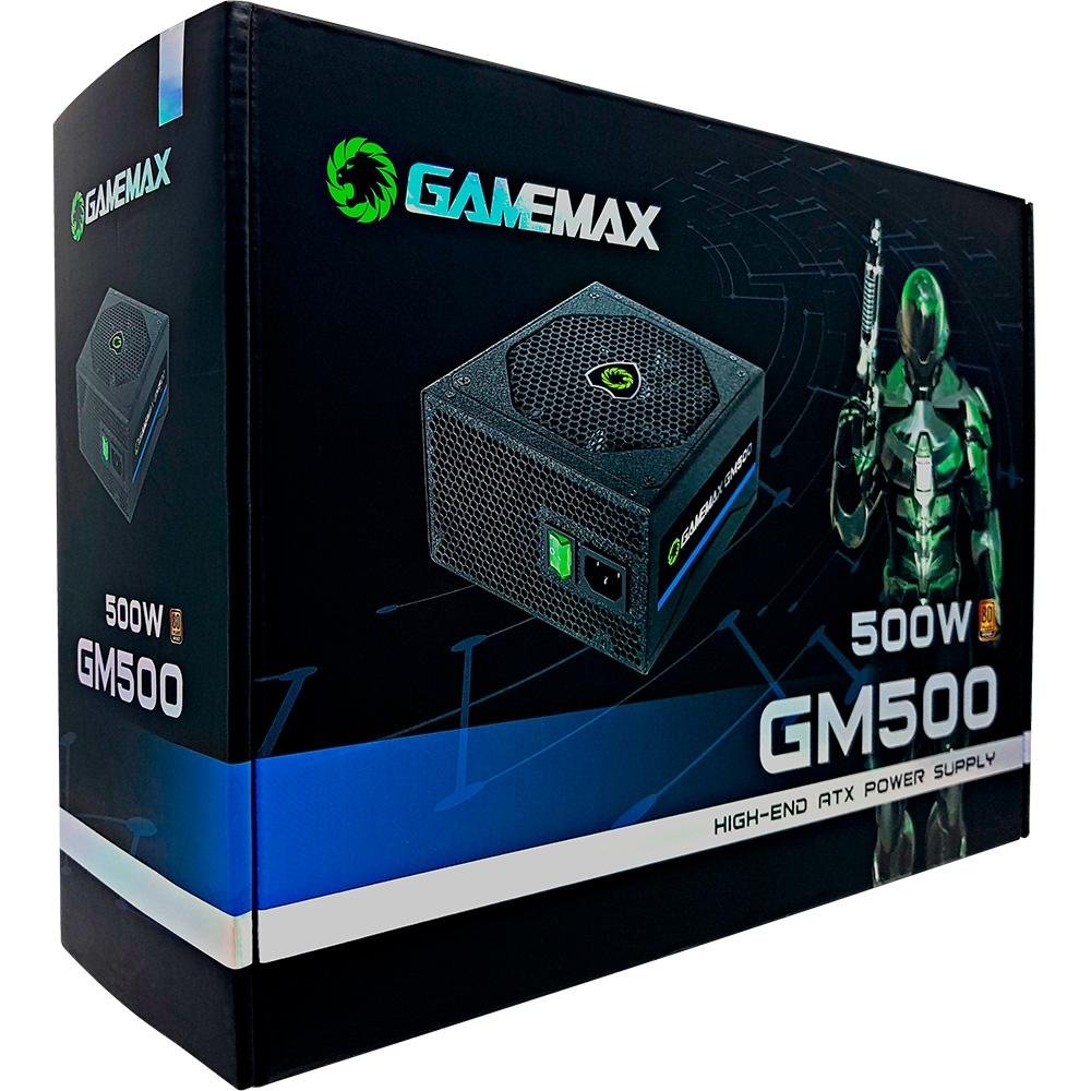 Imagem 12 de 12 do produto Fonte Gamemax, 500W, 80 Plus Bronze, PFC Ativo, Com Cabo, Preto - GMX GM500